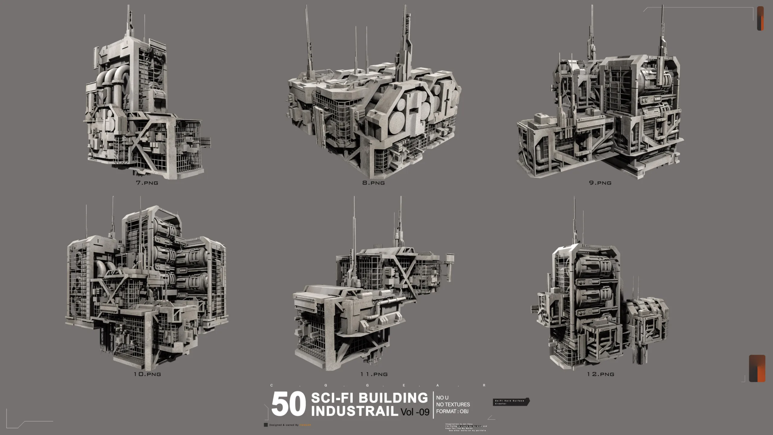 50 FUTURISTIC (BUILDING) INDUSTRIAL GREEBLE