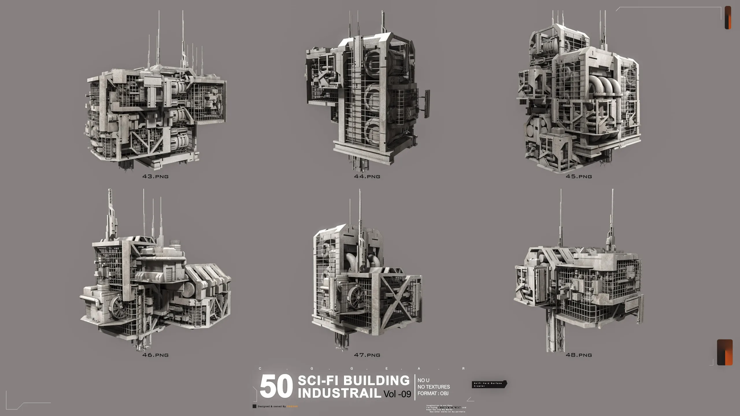 50 FUTURISTIC (BUILDING) INDUSTRIAL GREEBLE