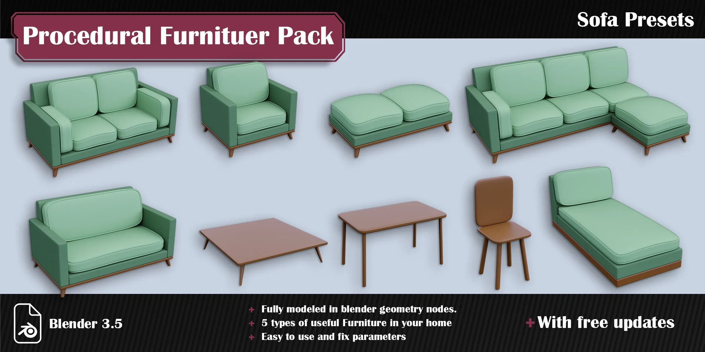 Procedural Furniture Pack FlippedNormals