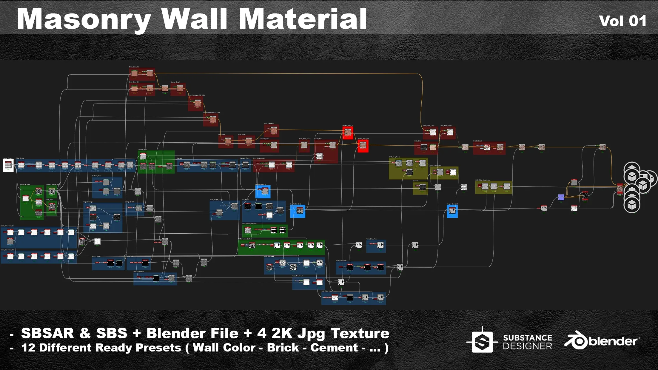 Procedural Masonry Wall Pbr Material Vol 01