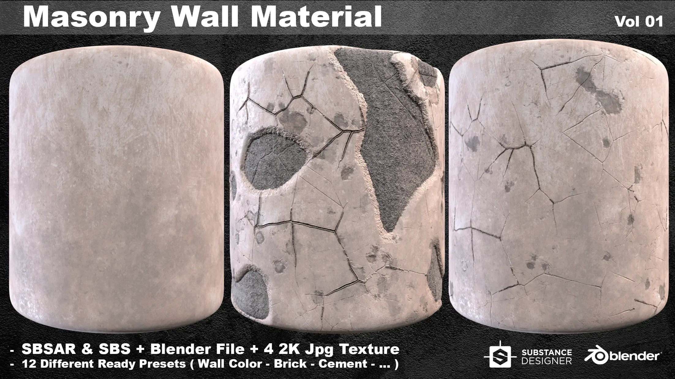 Procedural Masonry Wall Pbr Material Vol 01