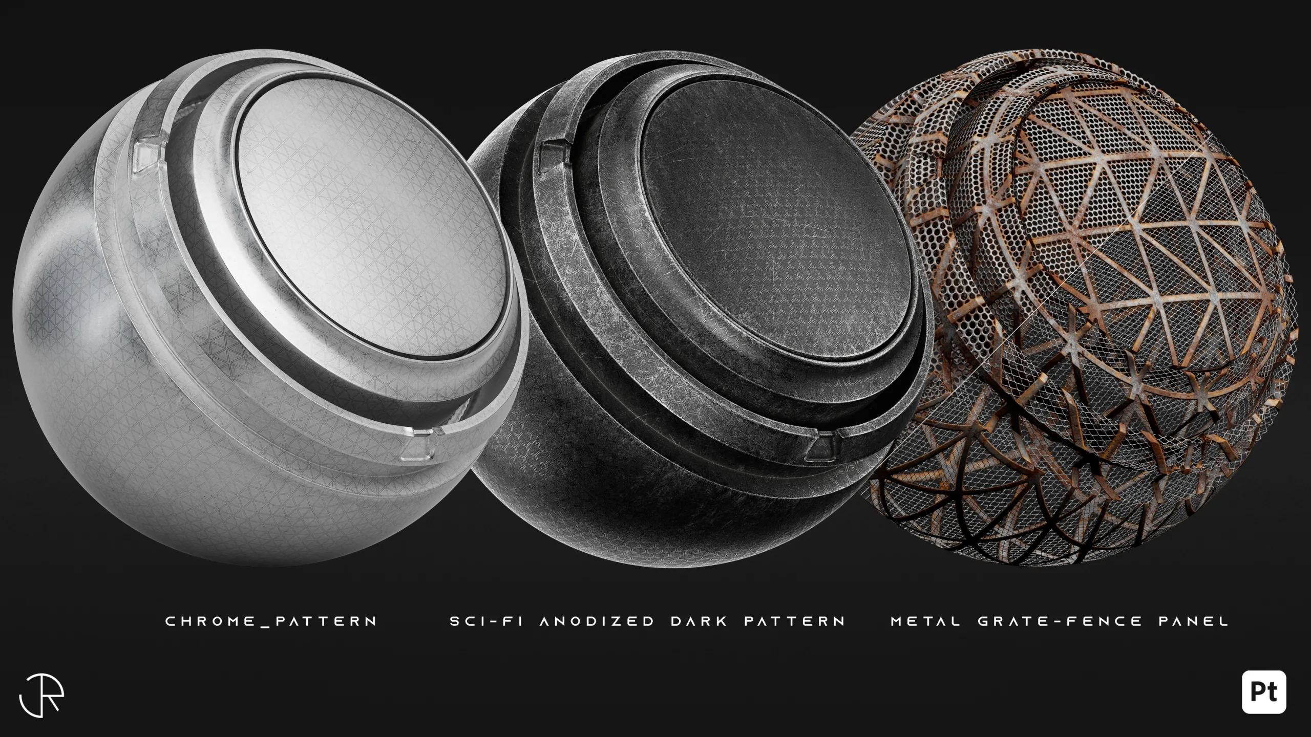 AstroMat Vol 01 | Sci-Fi Smart Materials + Sci-Fi pattern + PBR Textures