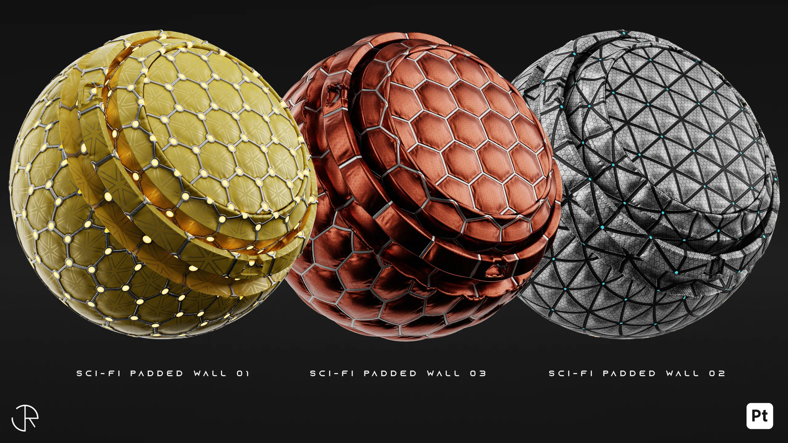AstroMat Vol 01 | Sci-Fi Smart Materials + Sci-Fi pattern + PBR Textures
