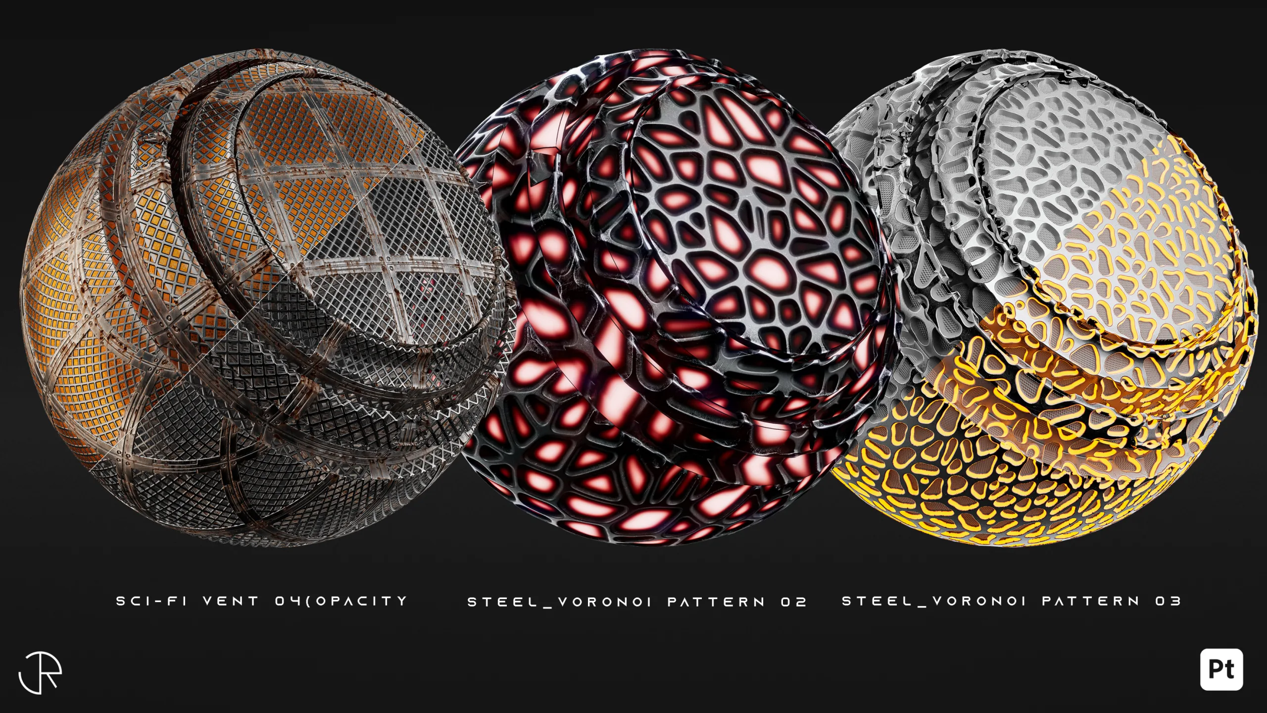 AstroMat Vol 01 | Sci-Fi Smart Materials + Sci-Fi pattern + PBR Textures