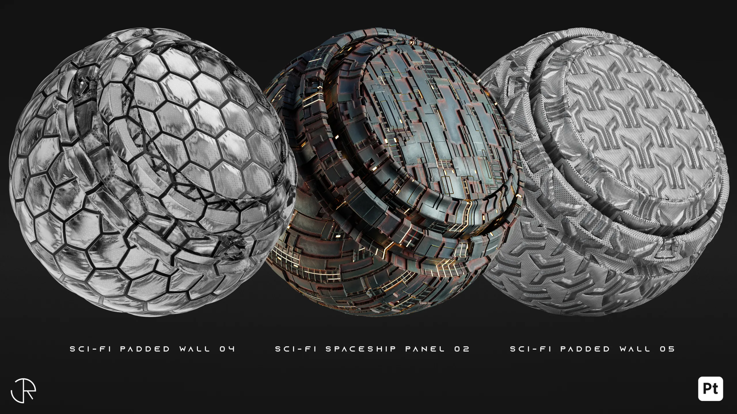 AstroMat Vol 01 | Sci-Fi Smart Materials + Sci-Fi pattern + PBR Textures