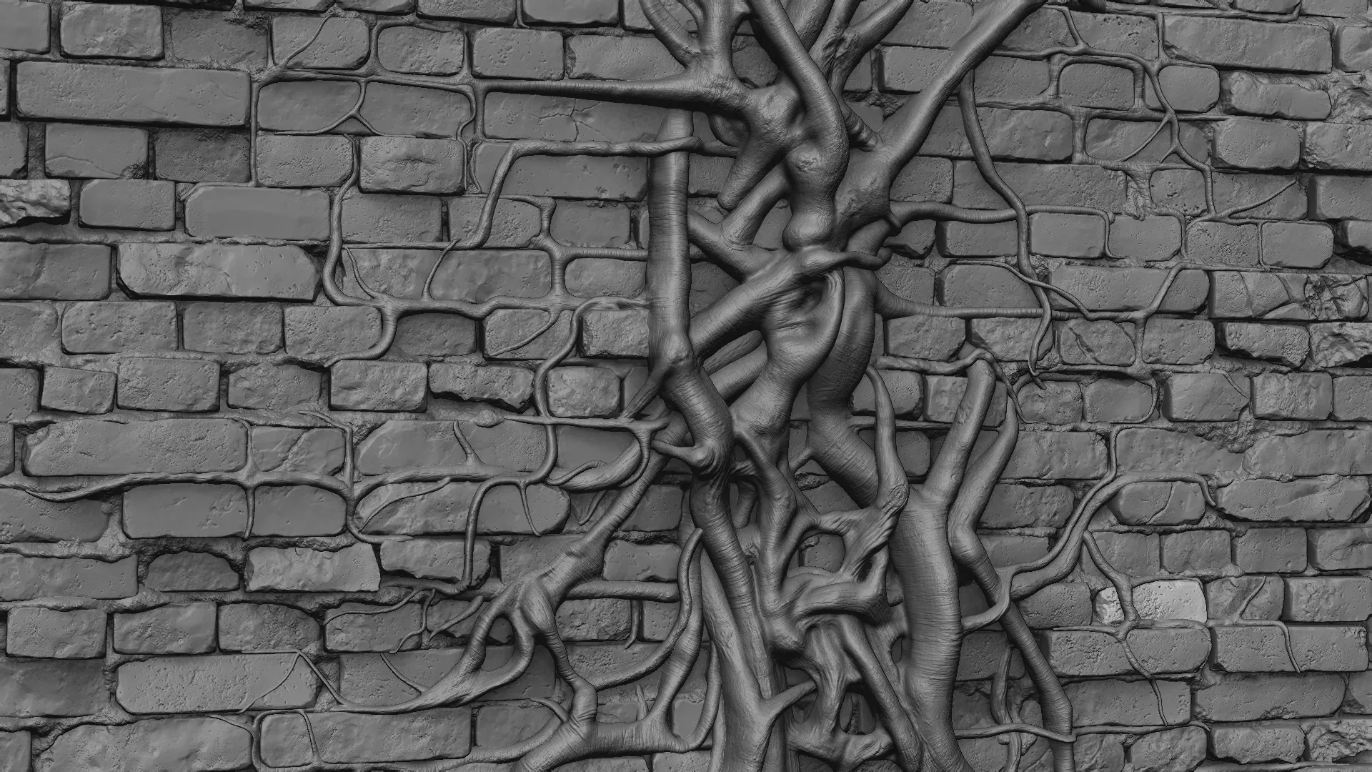 Tree roots on brick wall - Substace Designer