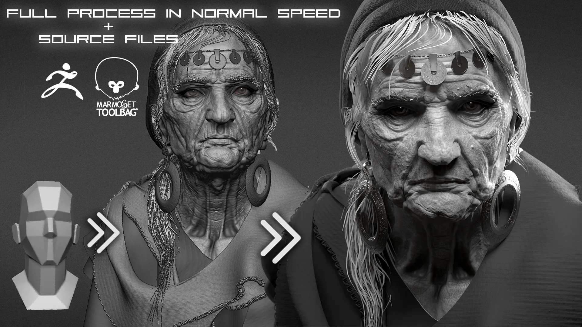 Old Lady project files + FULL video process in normal speed (without explanation)