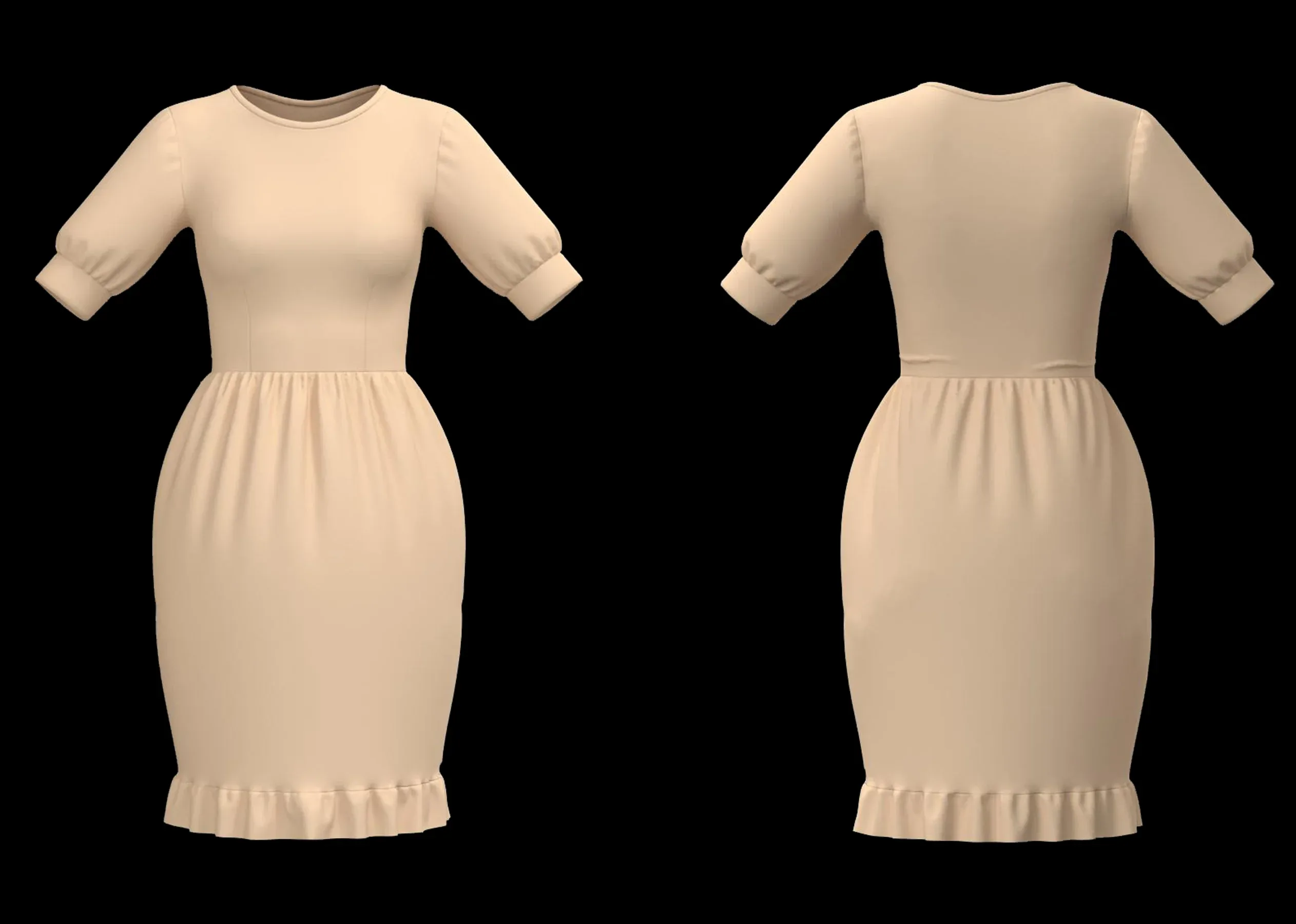 20  Women's Basic Dress + Zprj +Obj + Fbx