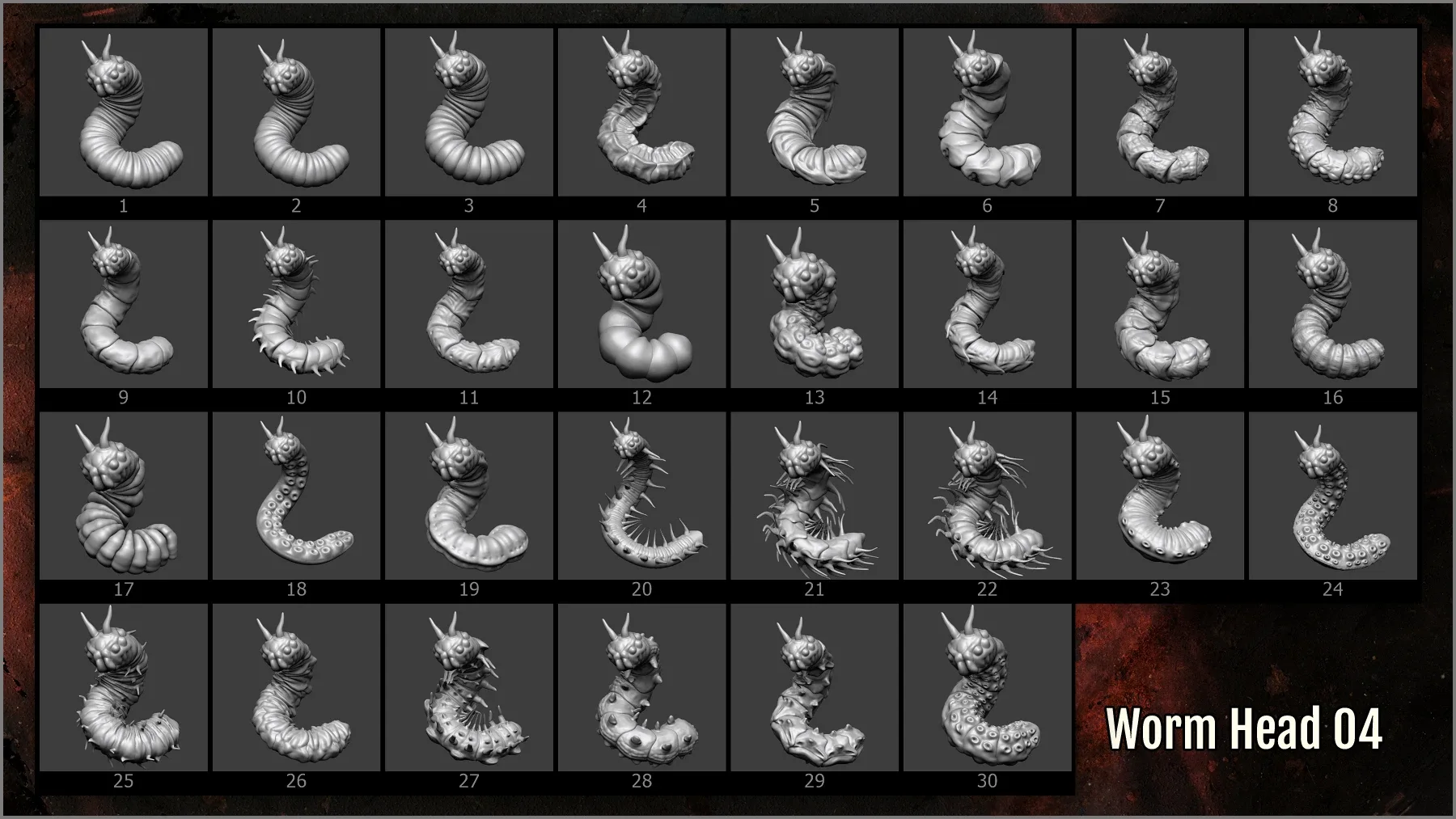 Fantasy Worms and Tentacles 330 IMM Curve Brushes for ZBrush