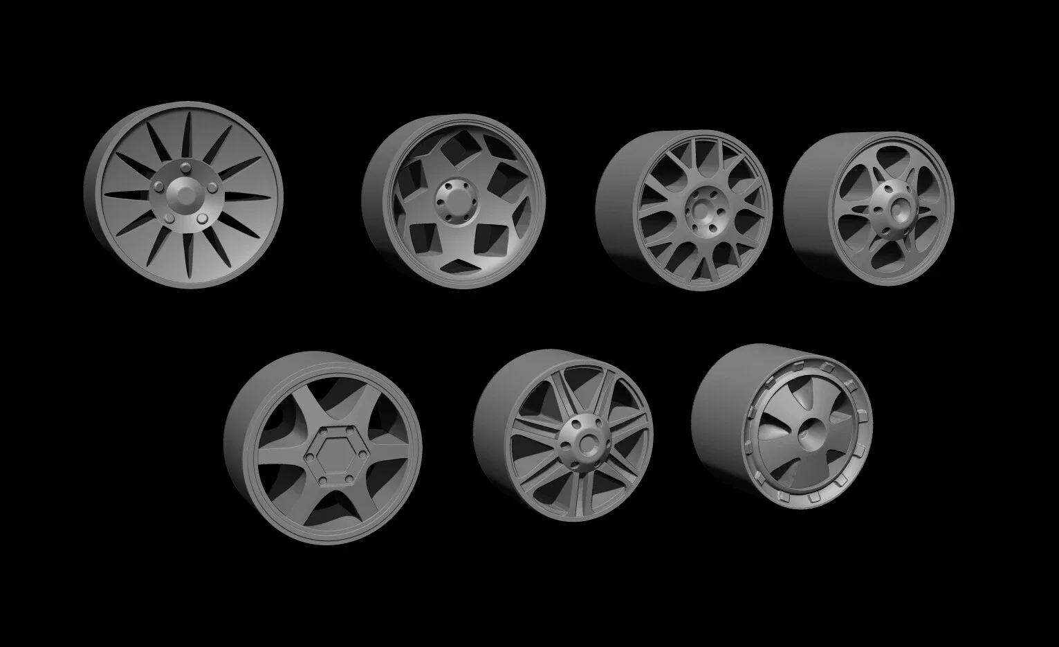 7 Wheels and Tires For Concepting - Zbrush OBJ / ZPR
