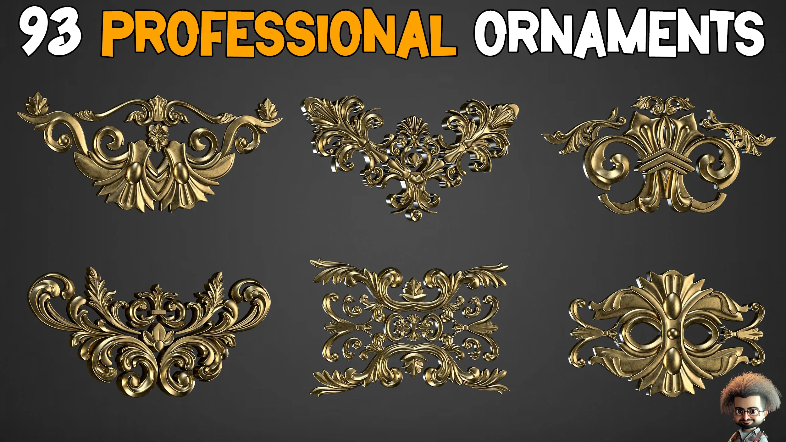 93 Professional Ornament Kitbash + imm brush + 5 Video Tutorials - Vol 2