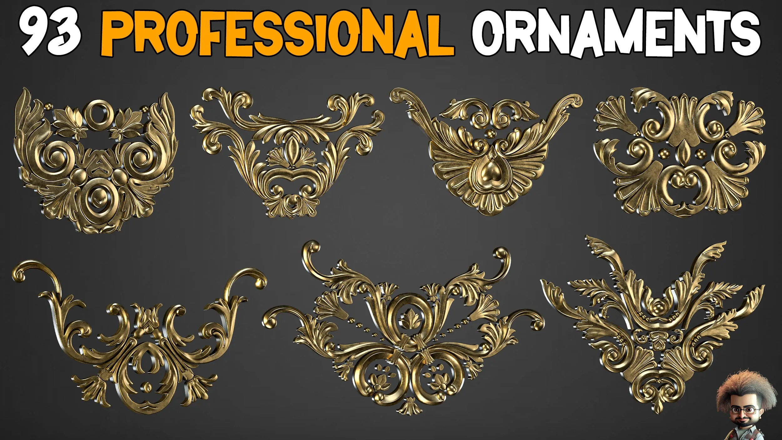 93 Professional Ornament Kitbash + imm brush + 5 Video Tutorials - Vol 2