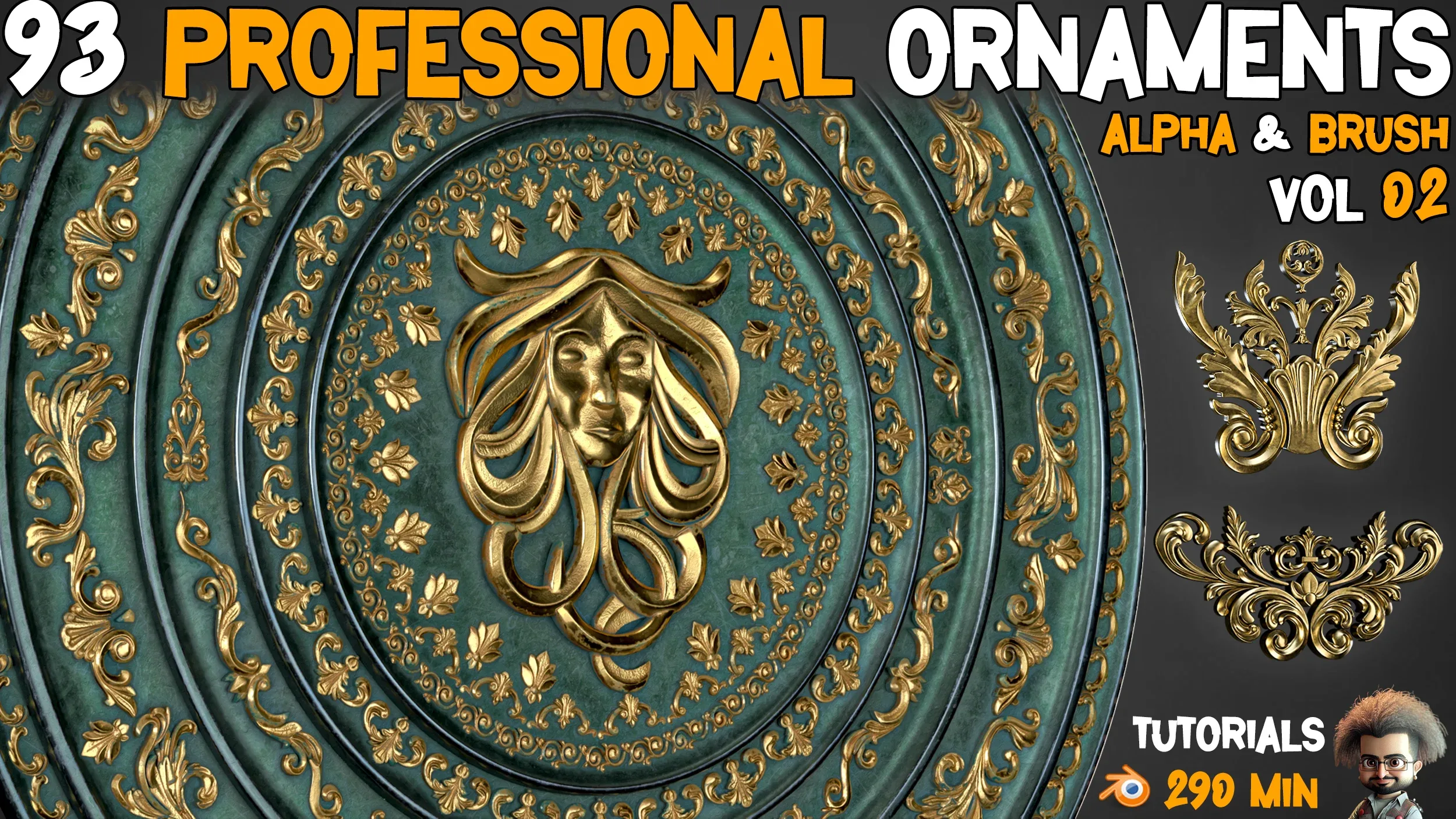 93 Professional Ornament Kitbash + imm brush + 5 Video Tutorials - Vol 2