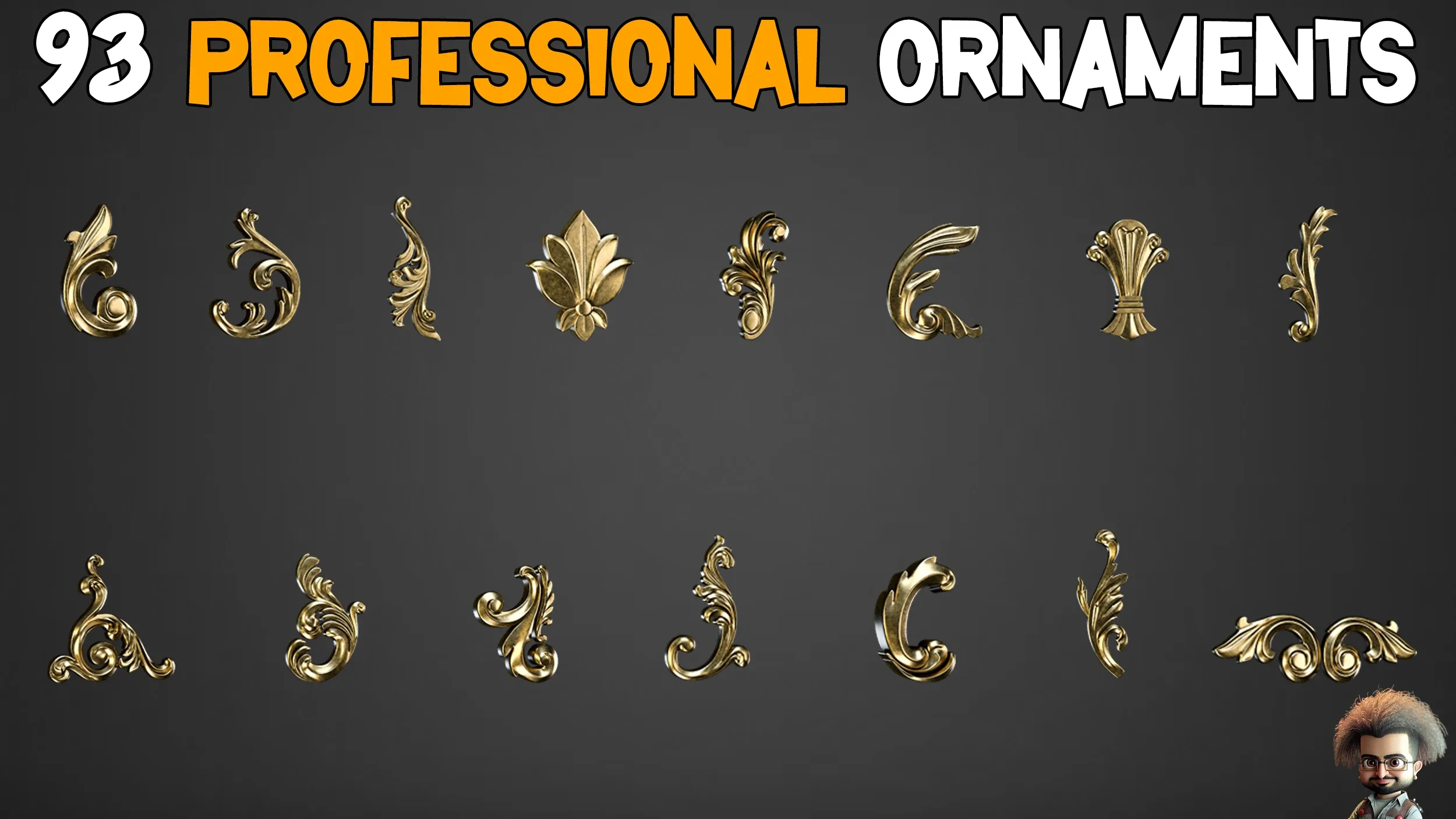 93 Professional Ornament Kitbash + imm brush + 5 Video Tutorials - Vol 2