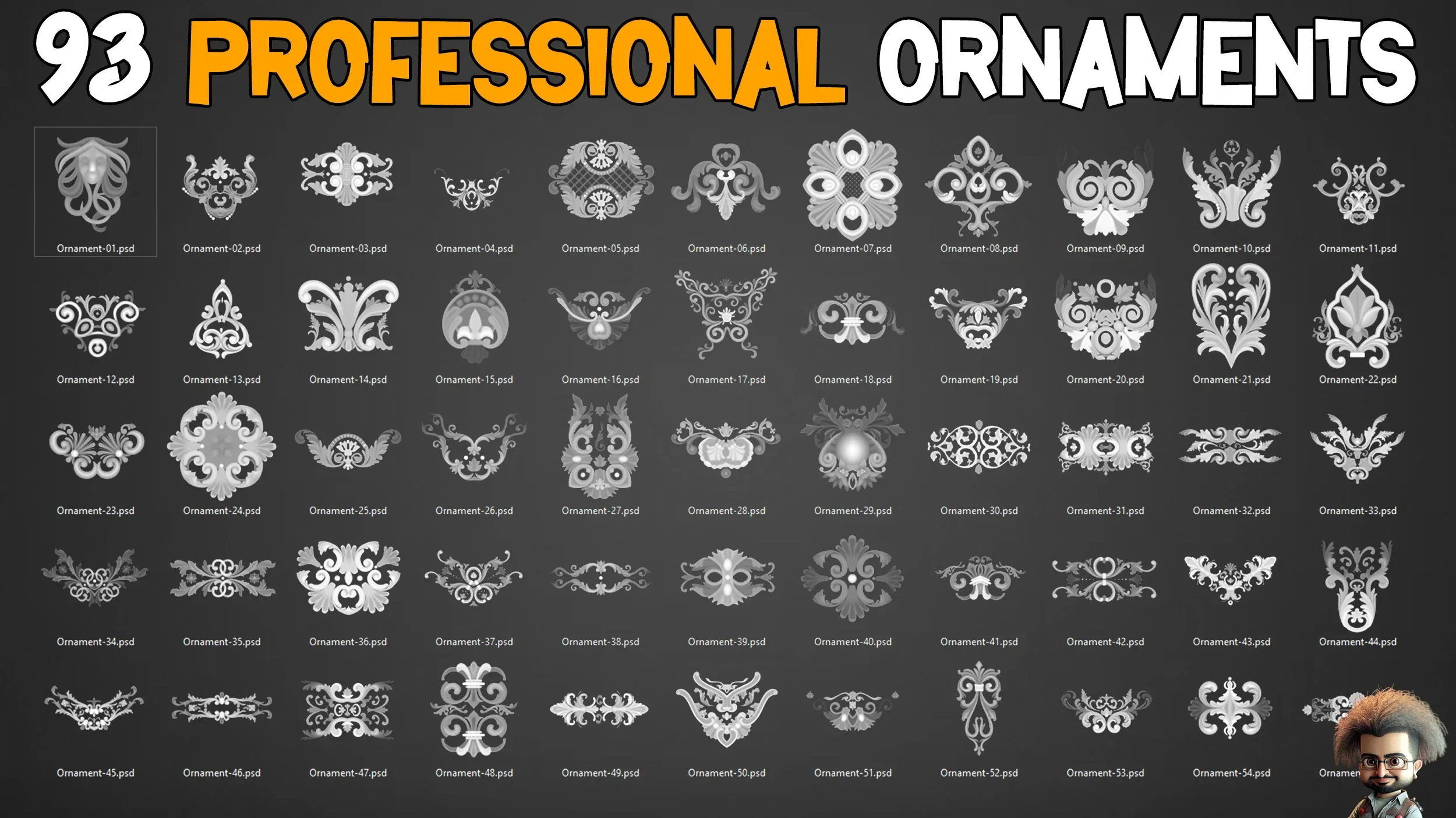 93 Professional Ornament Kitbash + imm brush + 5 Video Tutorials - Vol 2