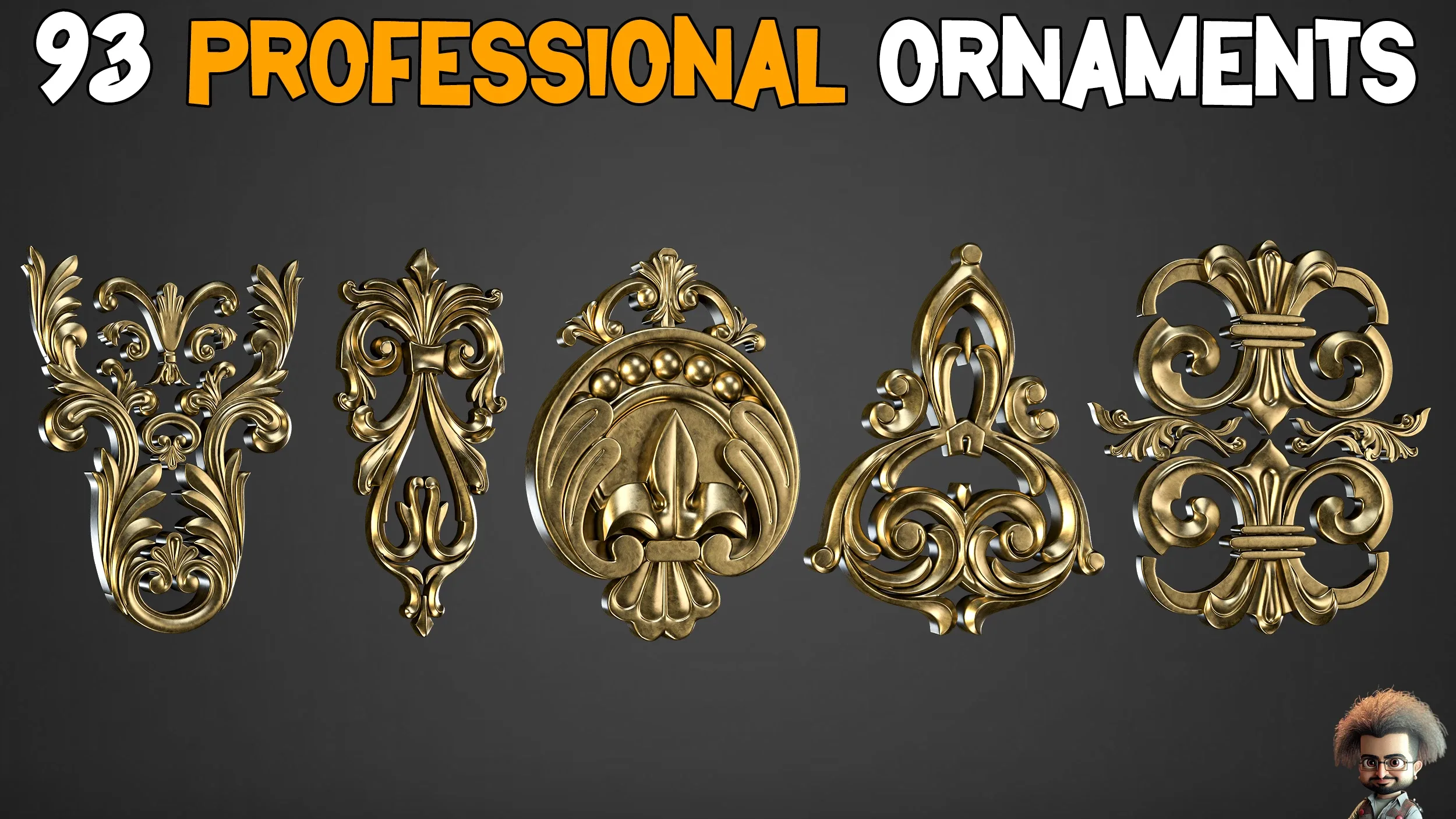 93 Professional Ornament Kitbash + imm brush + 5 Video Tutorials - Vol 2