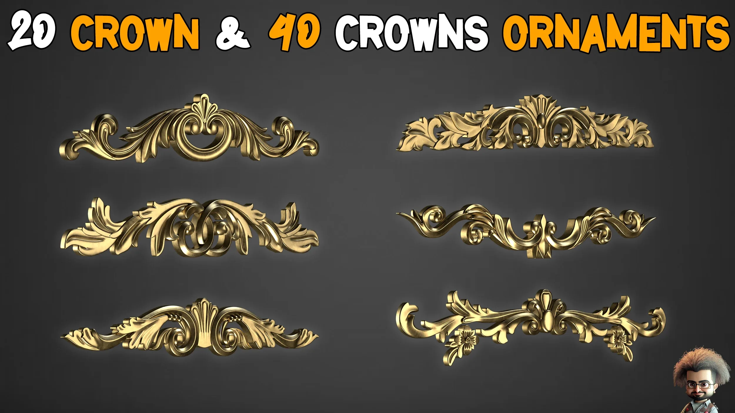 20 Crown Low Poly 40 Crowns Ornament Brush - Vol 3