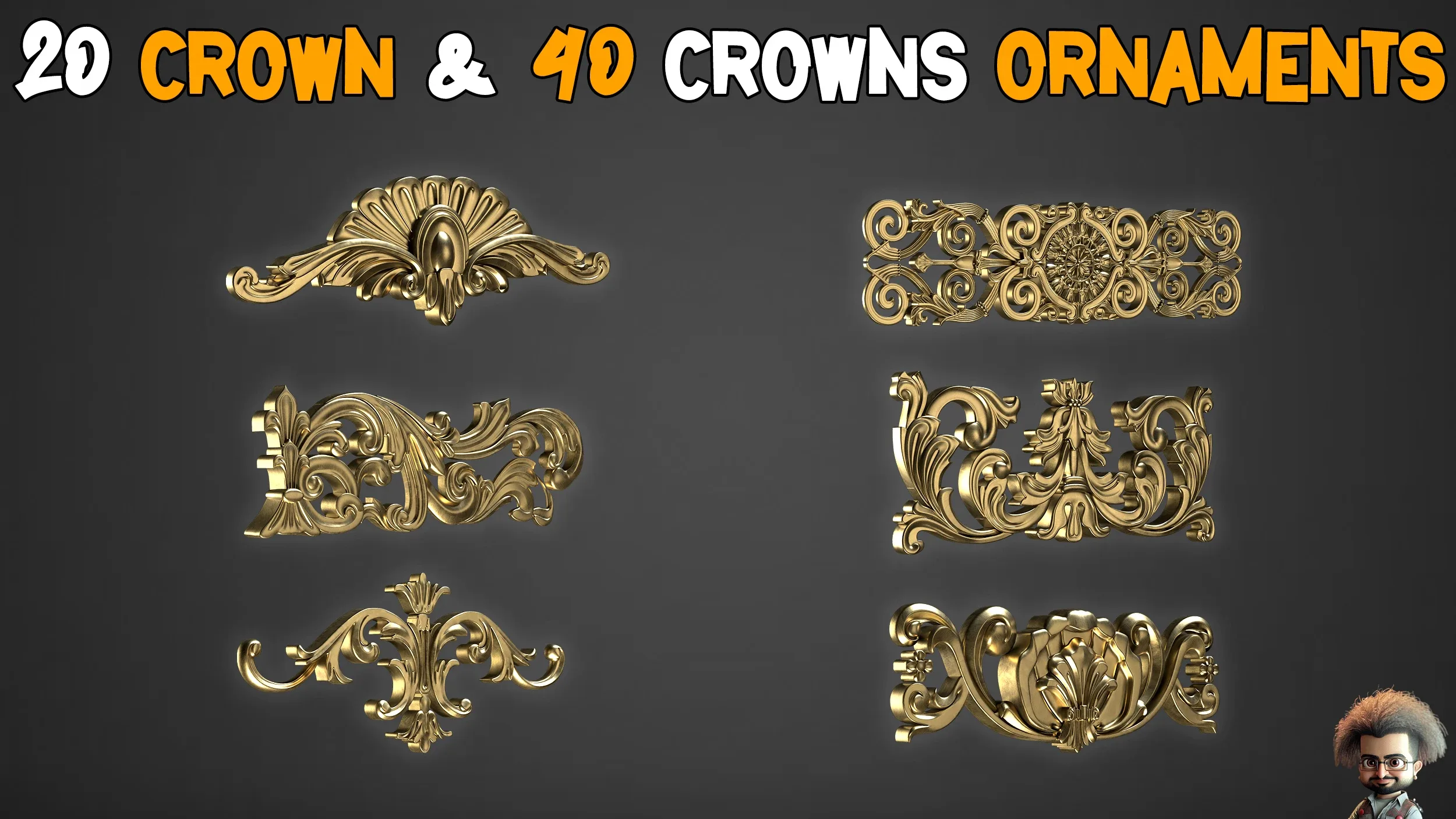 20 Crown Low Poly 40 Crowns Ornament Brush - Vol 3