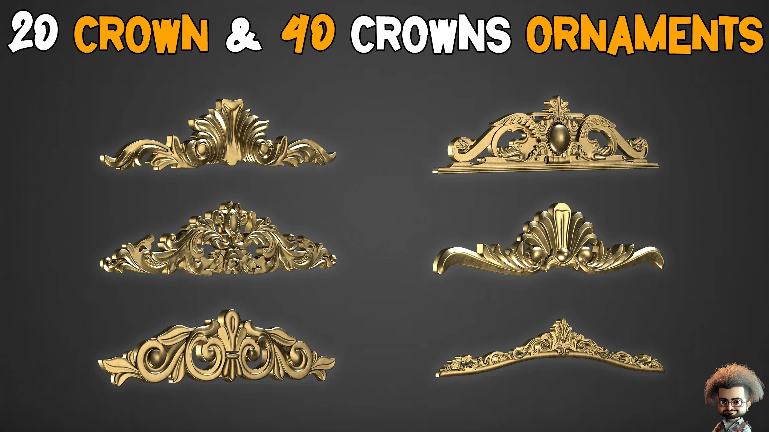 20 Crown Low Poly 40 Crowns Ornament Brush - Vol 3