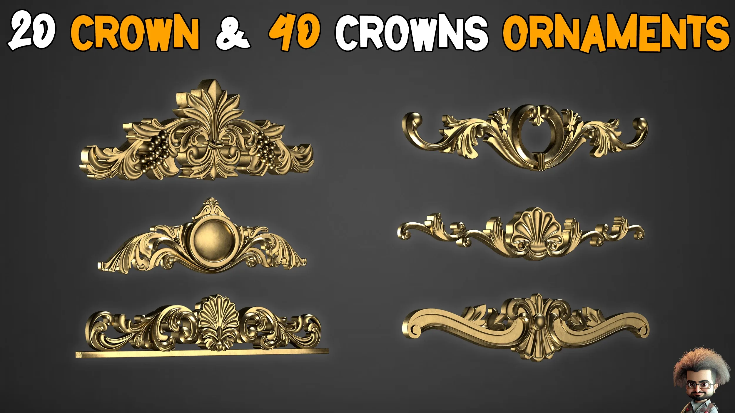 20 Crown Low Poly 40 Crowns Ornament Brush - Vol 3