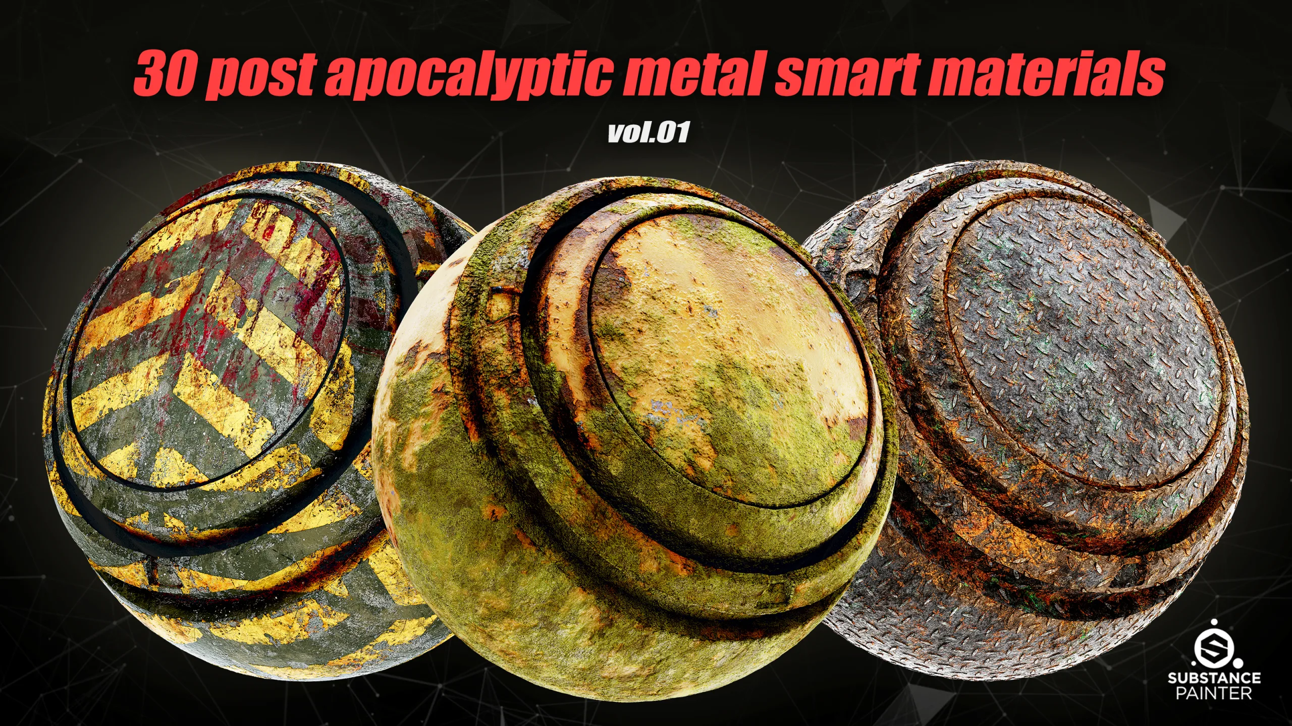 30 Post Apocalyptic Metal Smart Materials For Substance Painter_VOL01