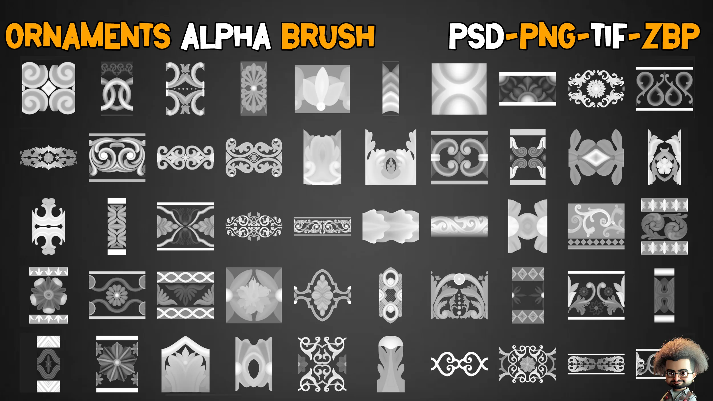 50 Ornaments Trim Brushes – Vol 12