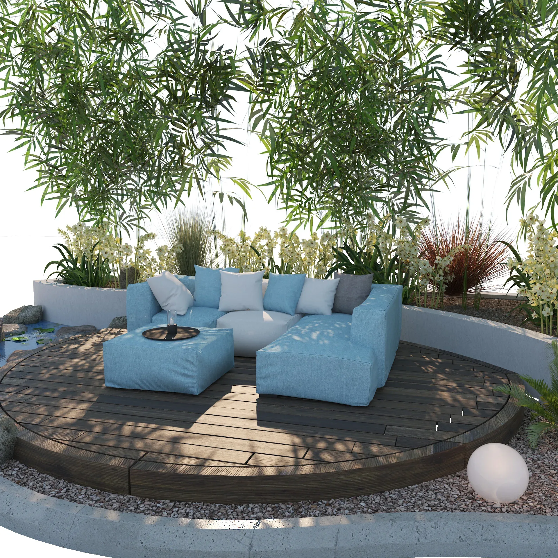 garden deck with outdoor furniture