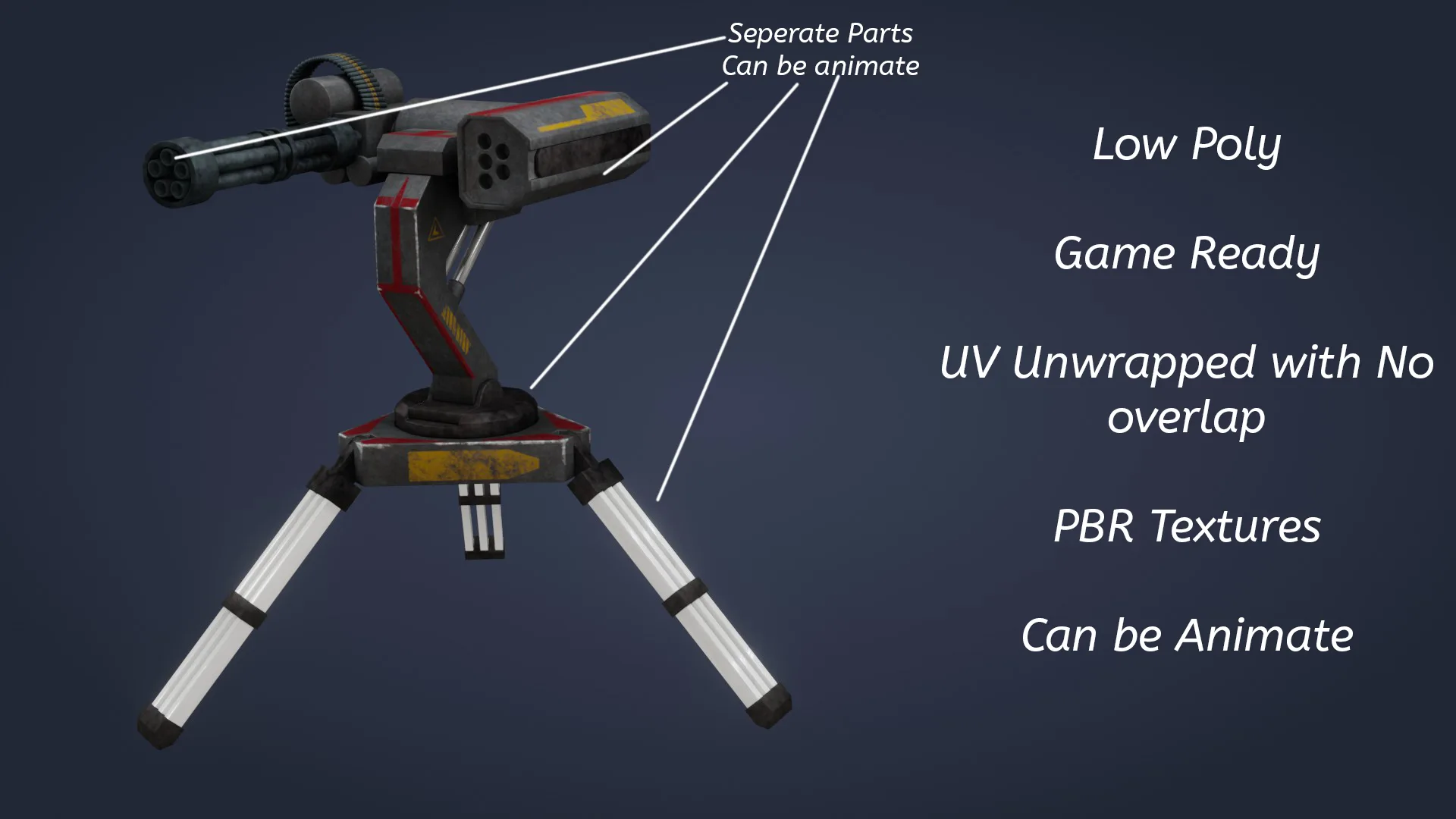 Sci-Fi Turret - Low Poly - Game Ready - PBR