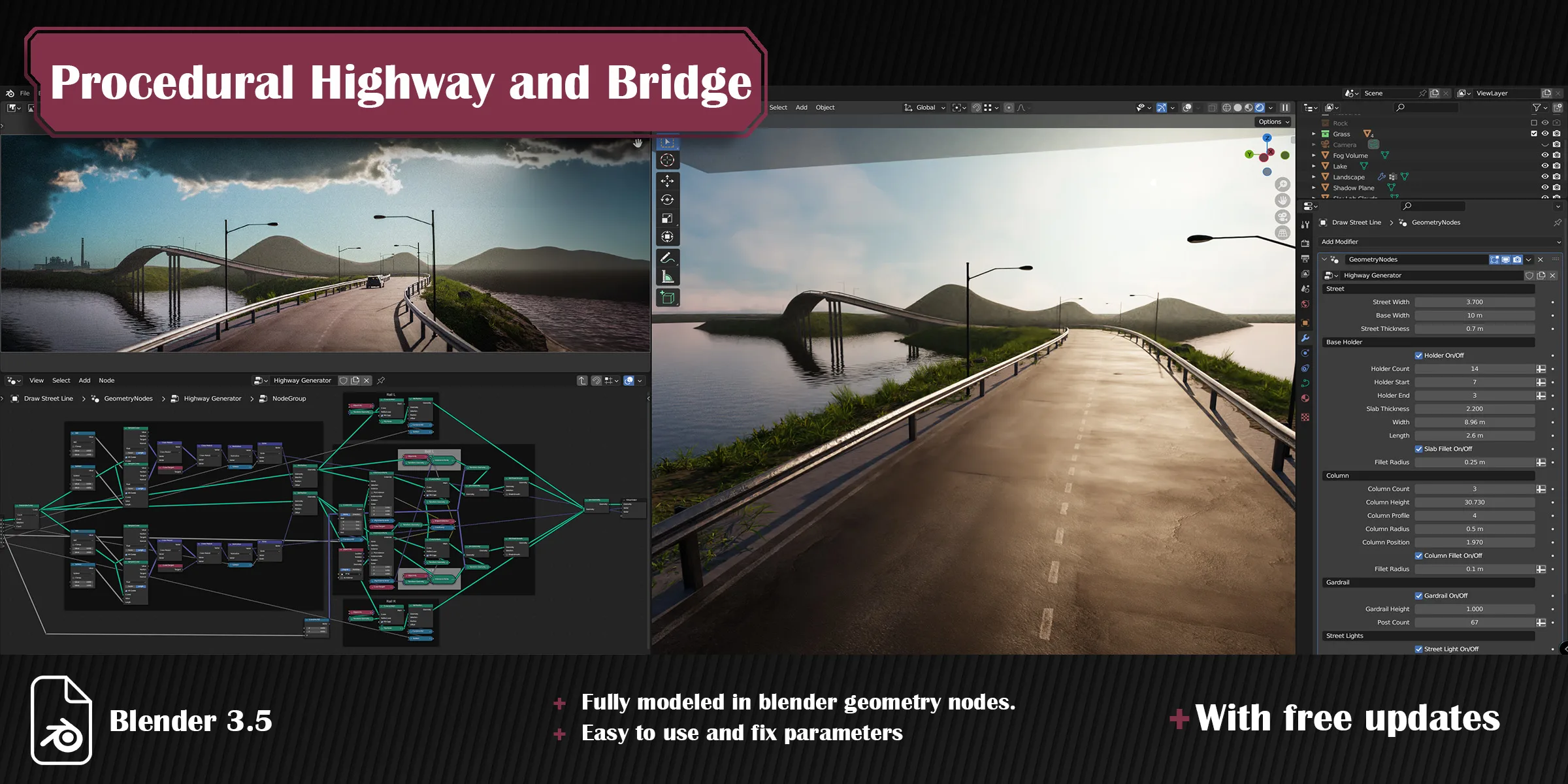 Procedural Highway and Bridge Generator