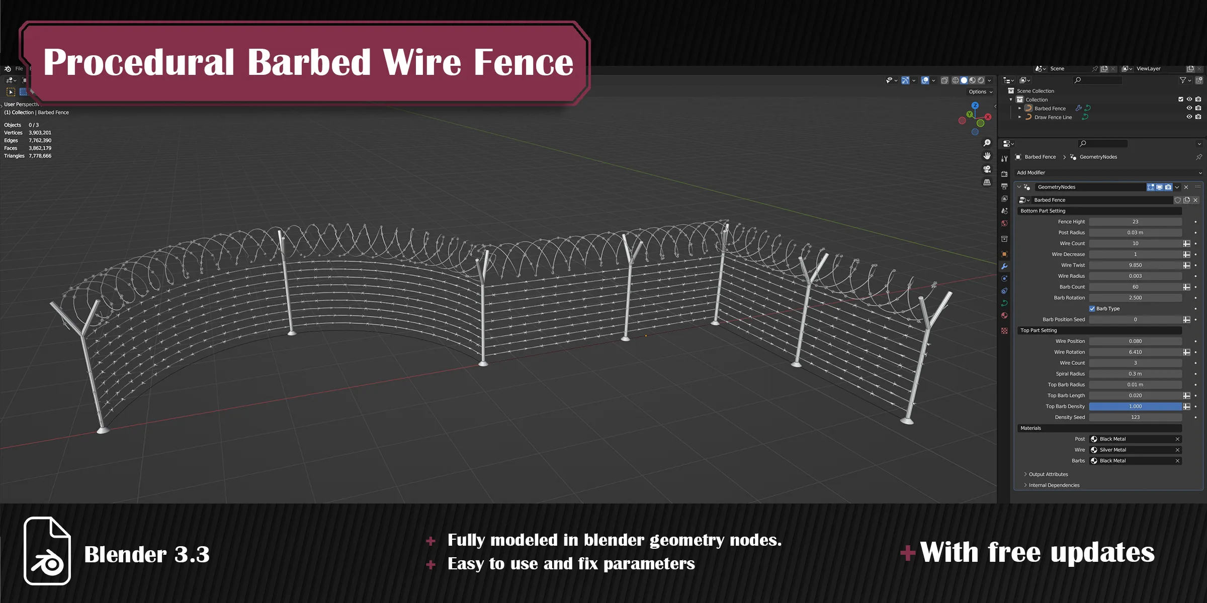 Procedural Barbed Wire Fence