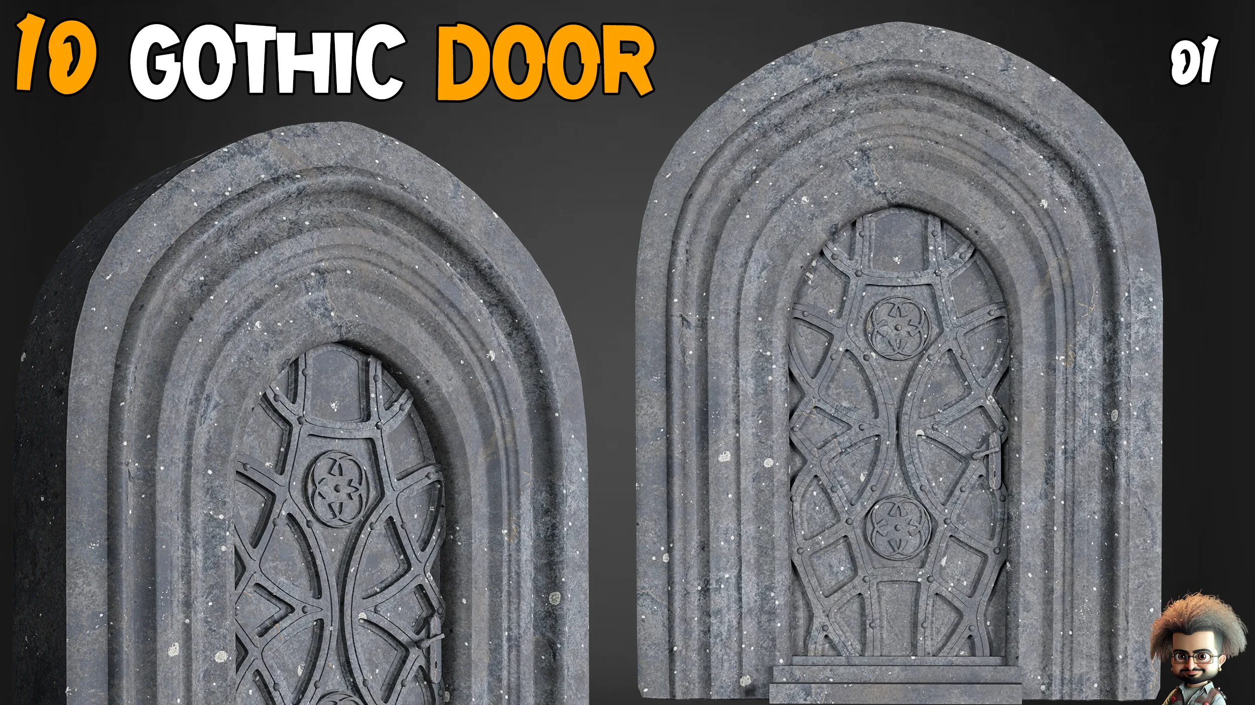 23 Gothic Door & Window 3D Model - Vol 1