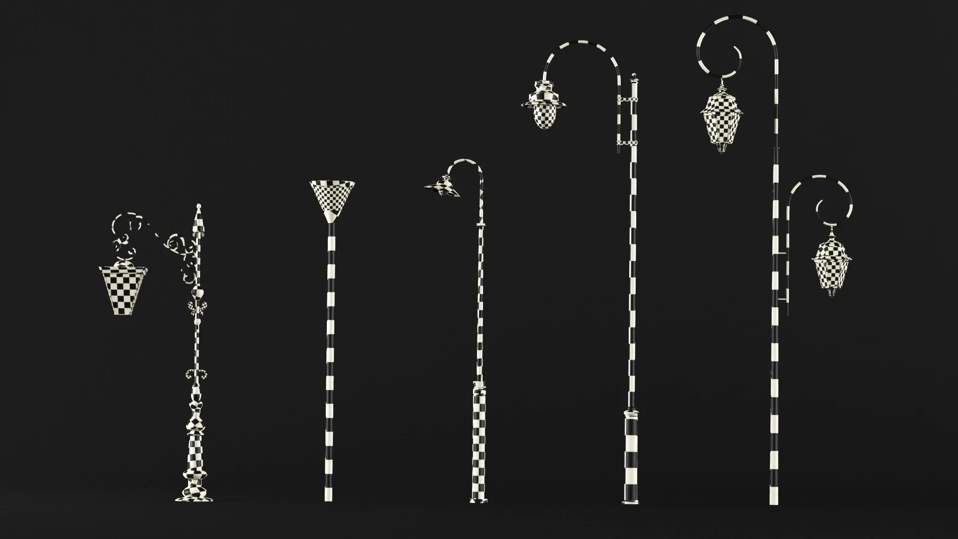 10 street lamps base mesh / Low Poly / Mid Poly / Game Ready vol 01