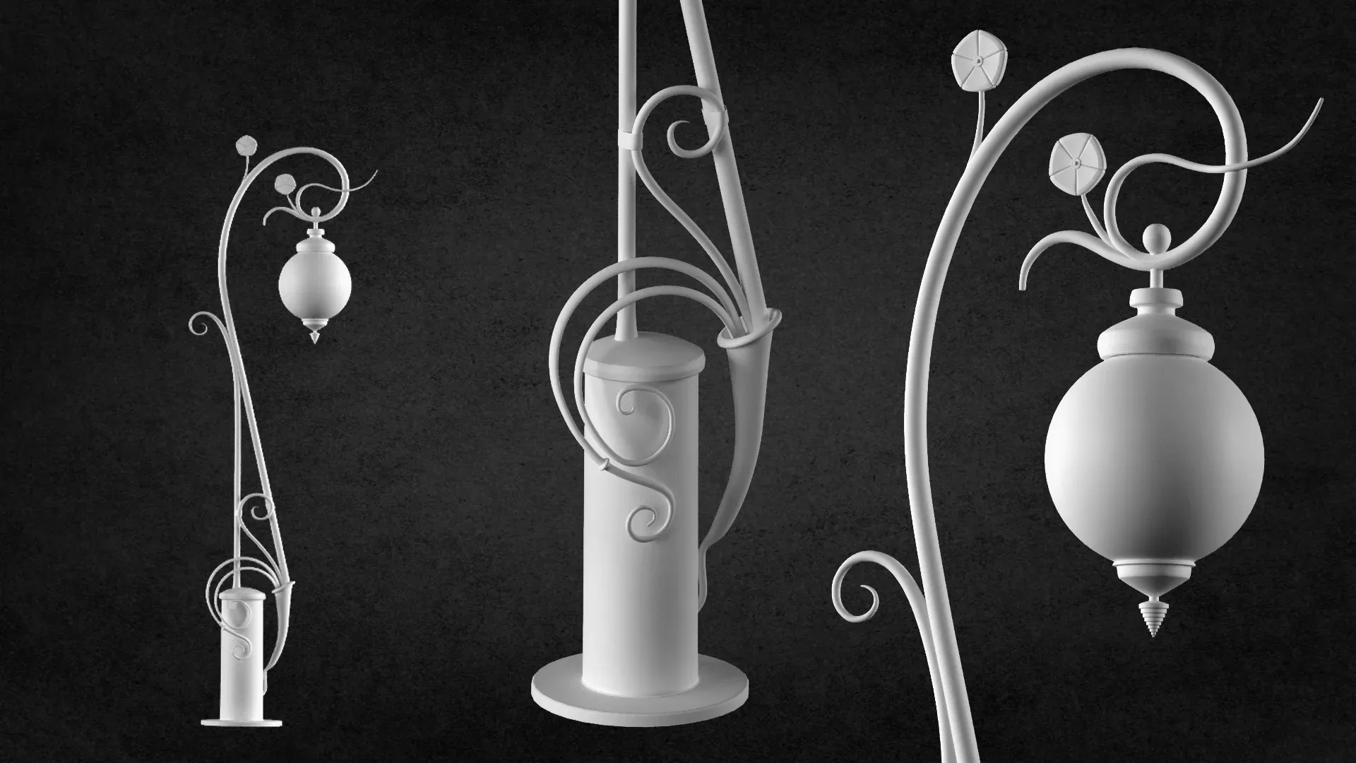 10 street lamps base mesh / Low Poly / Mid Poly / Game Ready vol 01