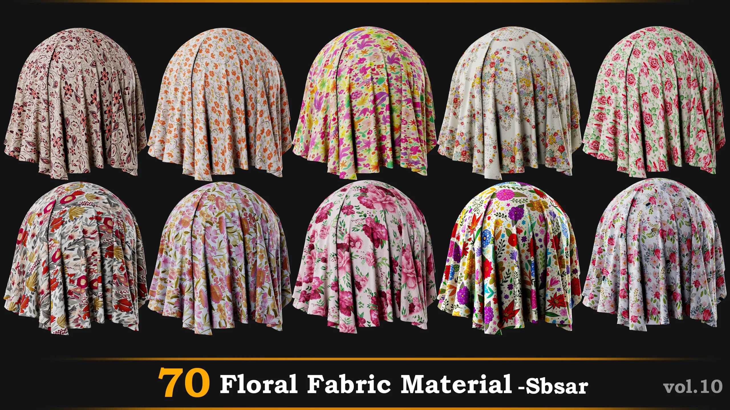 70 Velvet Floral Fabric Material_Sbsar Vol.10