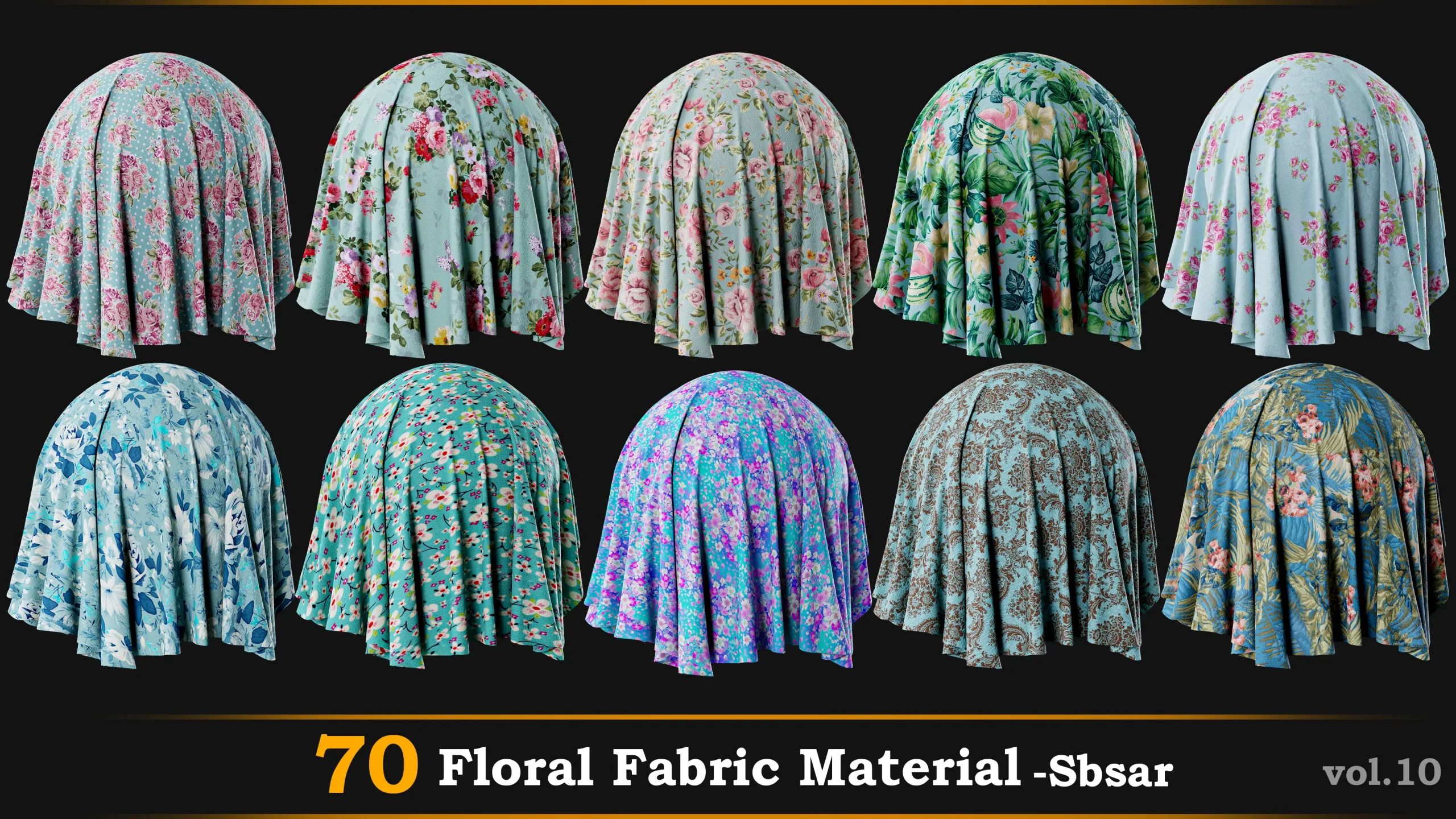 70 Velvet Floral Fabric Material_Sbsar Vol.10