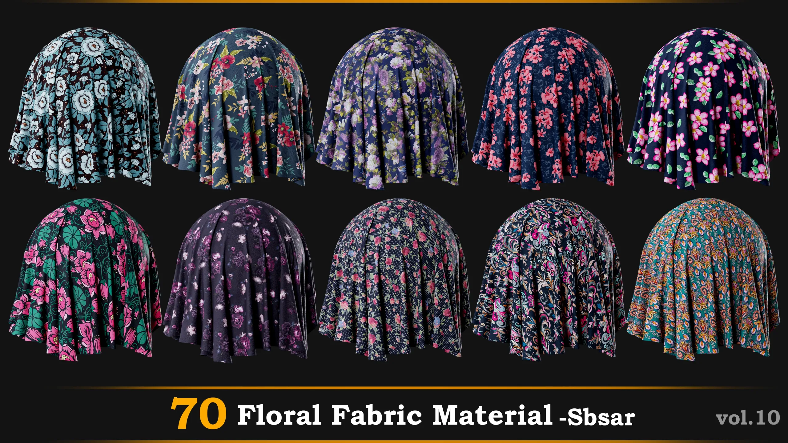 70 Velvet Floral Fabric Material_Sbsar Vol.10