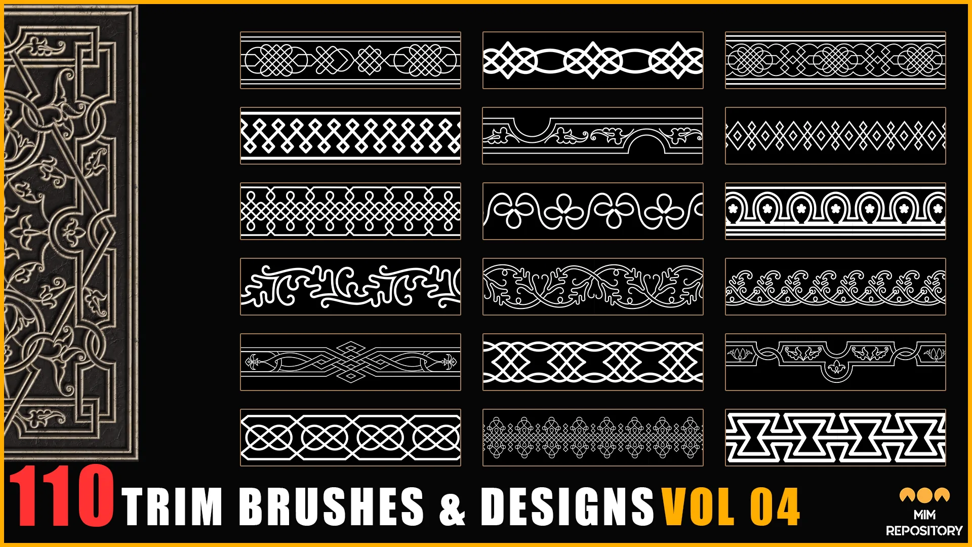 110 Trim Brushes & Designs (Border Pattern - Roll Brush - Fill) - VOL 04