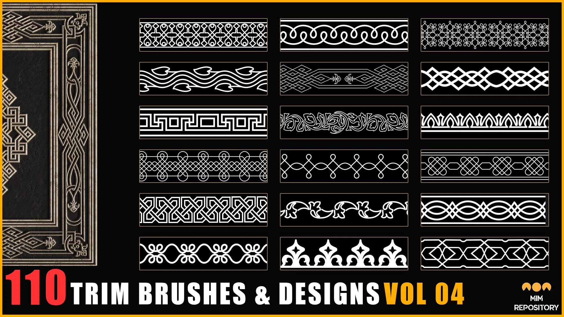 110 Trim Brushes & Designs (Border Pattern - Roll Brush - Fill) - VOL 04