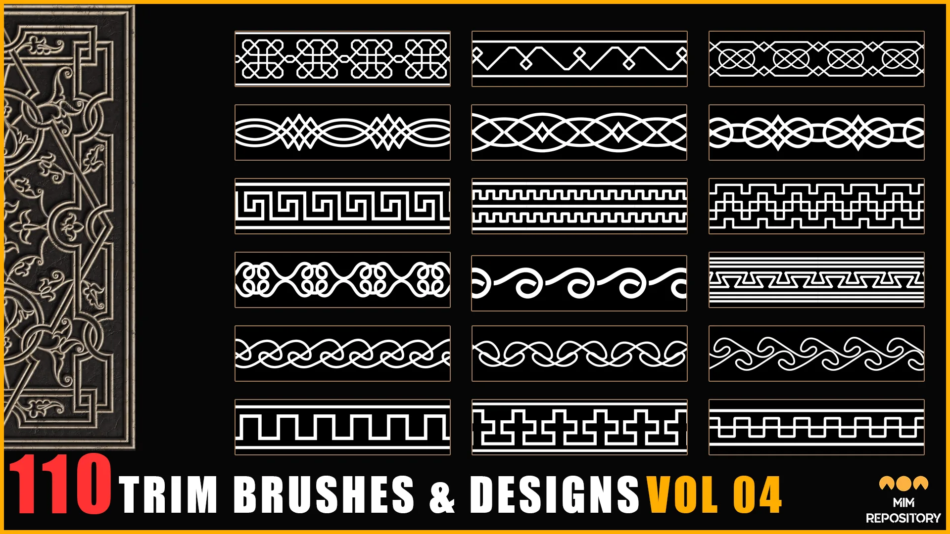 110 Trim Brushes & Designs (Border Pattern - Roll Brush - Fill) - VOL 04