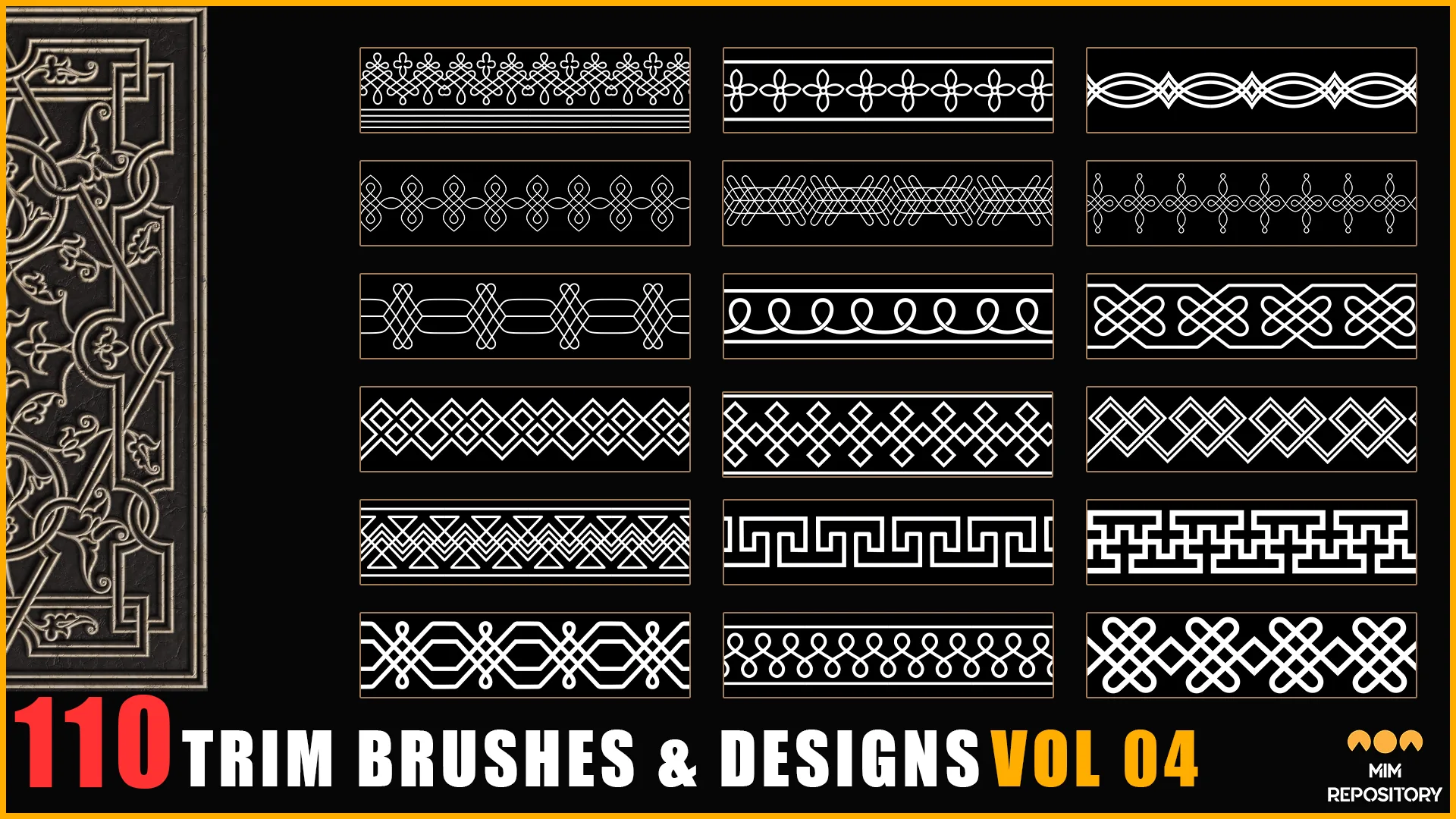 110 Trim Brushes & Designs (Border Pattern - Roll Brush - Fill) - VOL 04