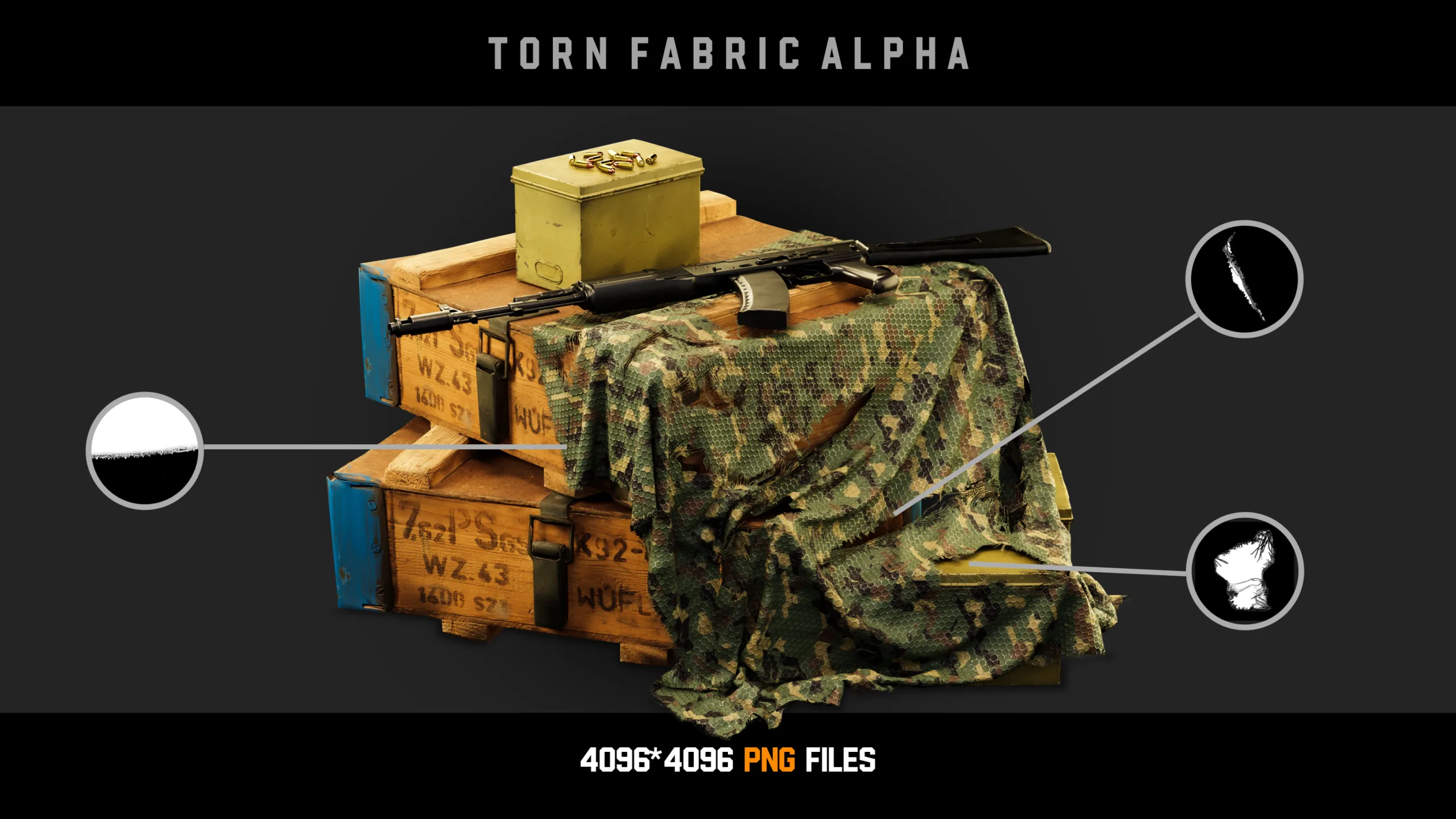 " 55 Torn Fabric Alphas " (Vol.2) + Video Tutorial