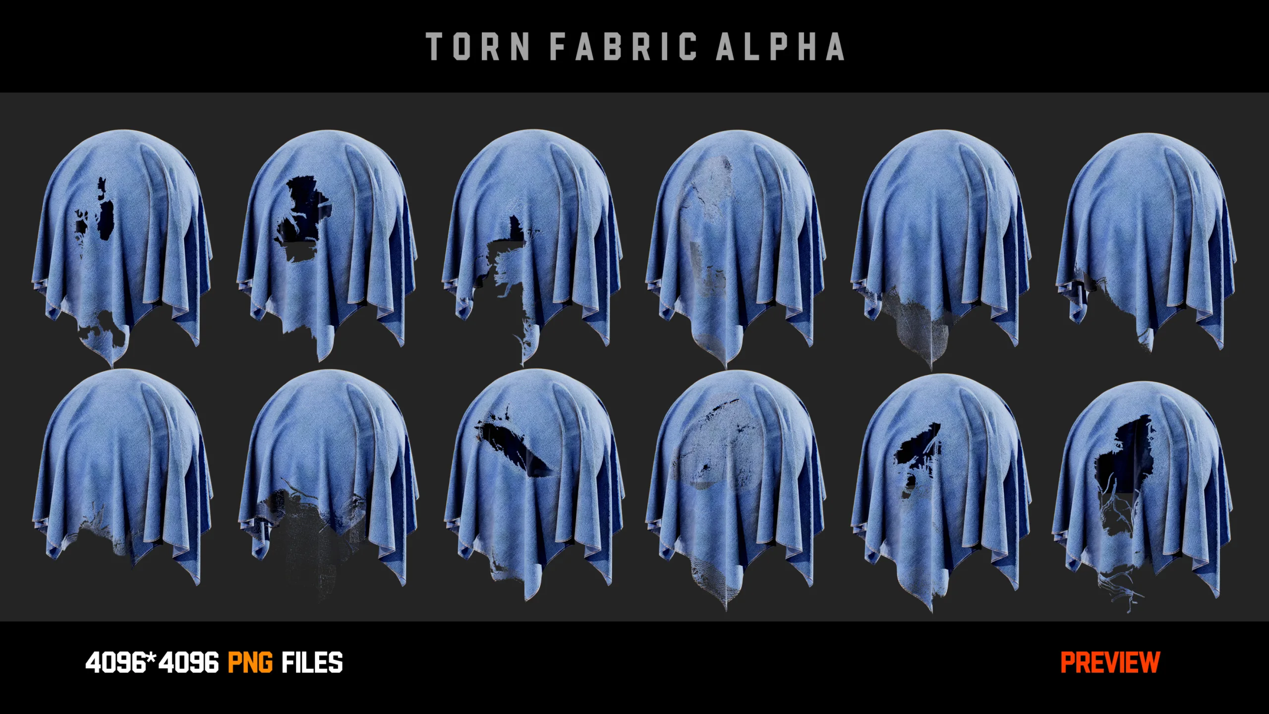 " 55 Torn Fabric Alphas " (Vol.2) + Video Tutorial