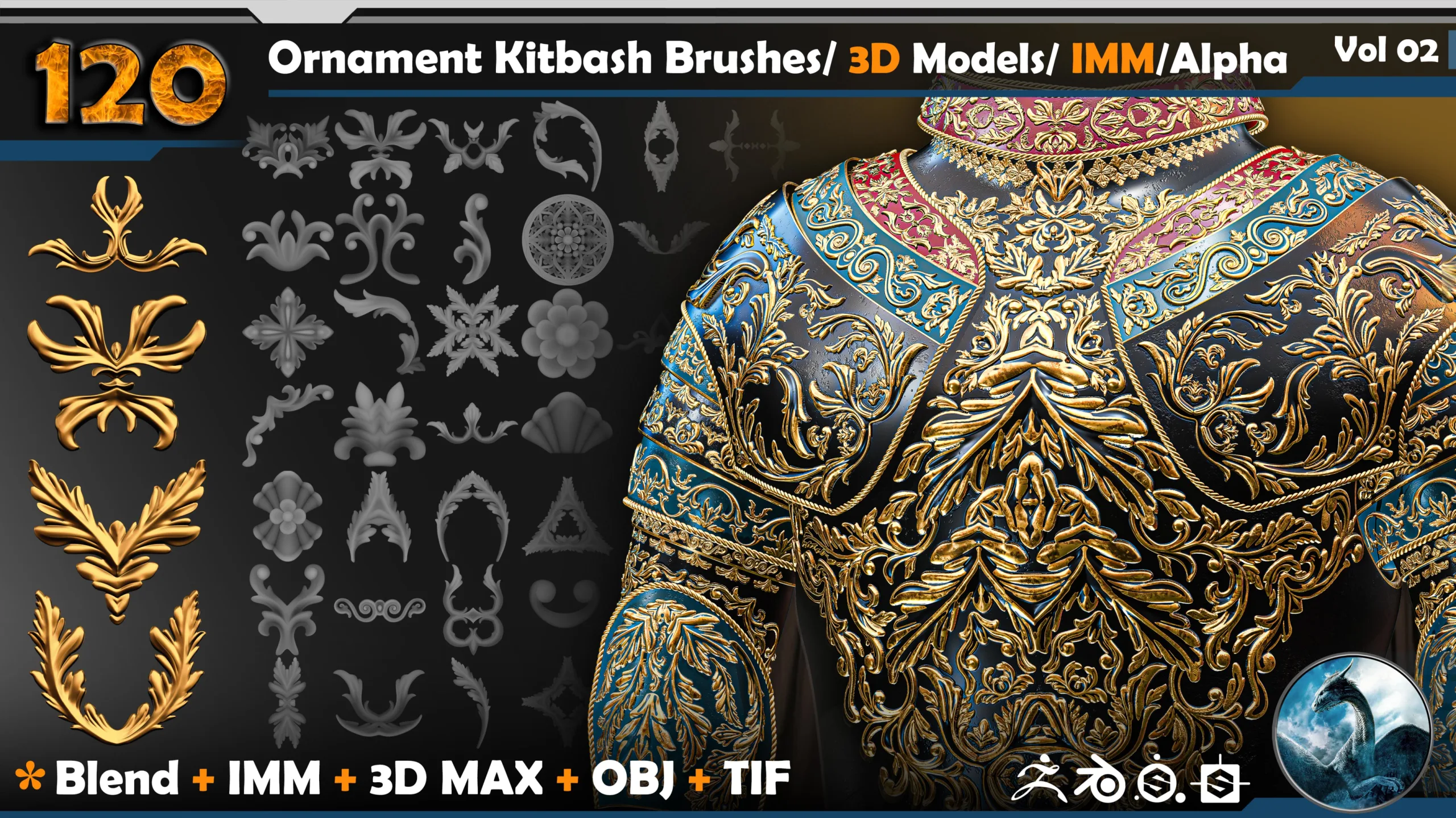 120 Ornament Kitbash / Alpha / 3D Models / IMM vol 02