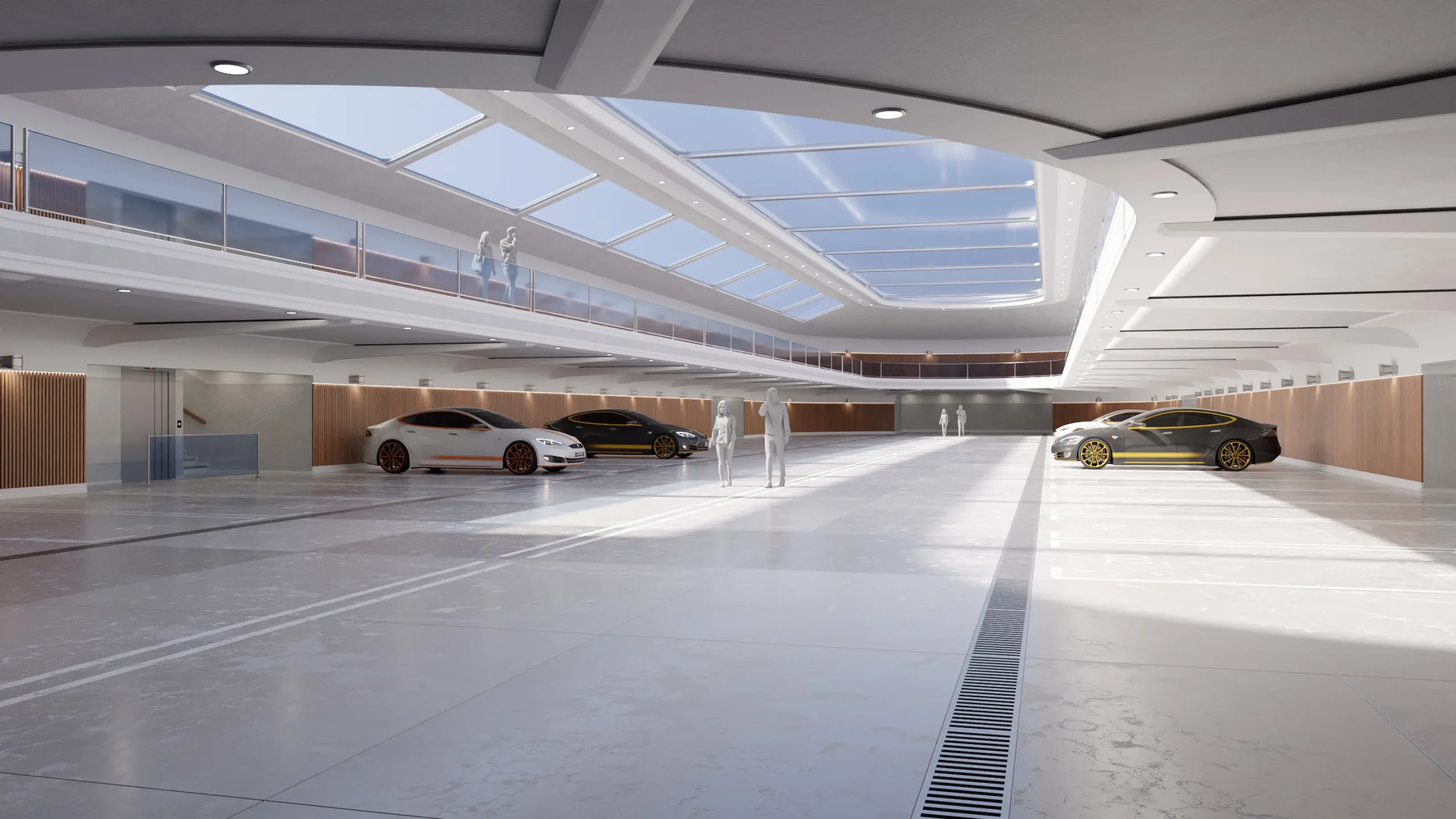 Modern Luxury Car Park / Garage / Hall -  Hipoly 3D Model