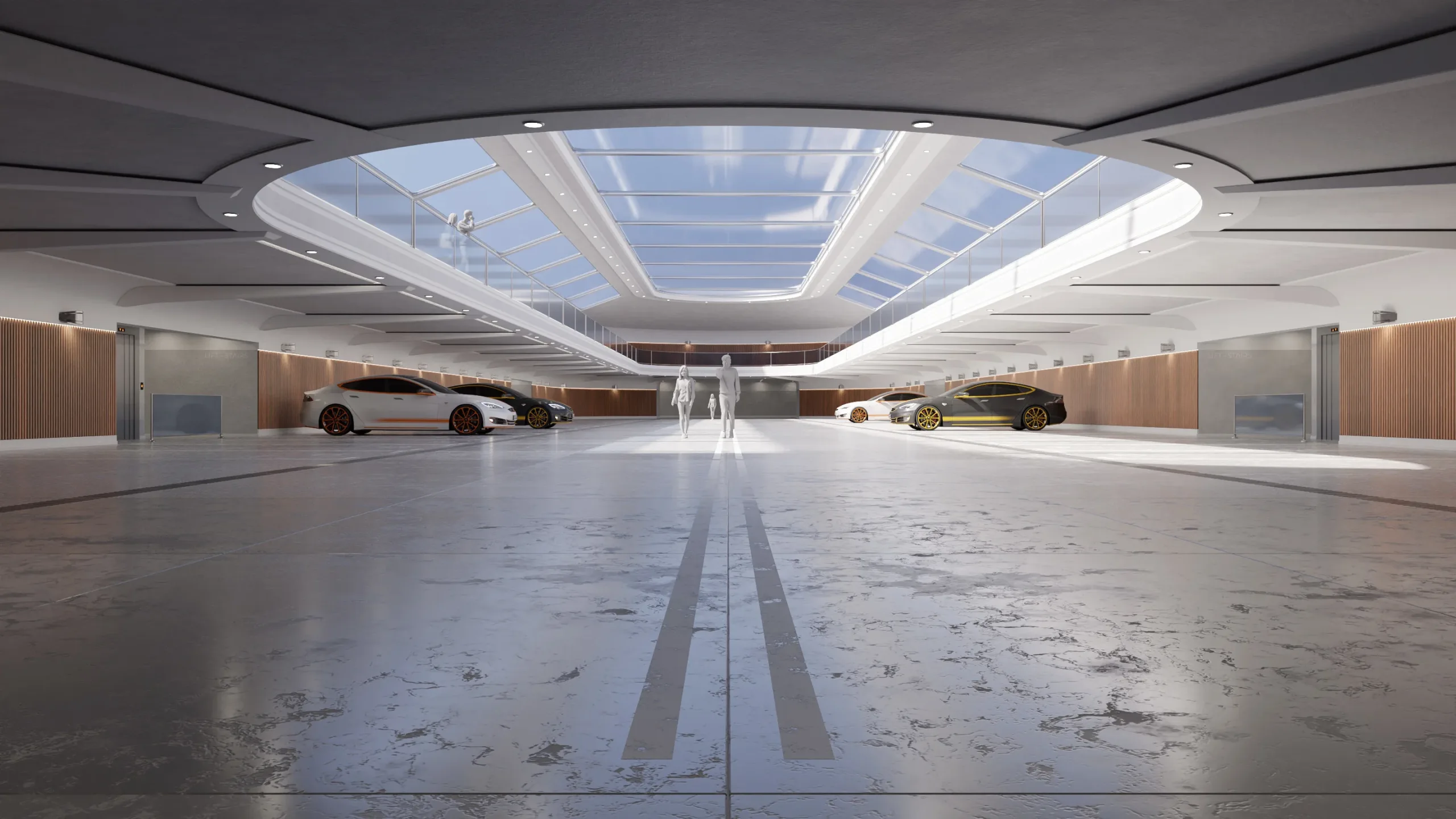 Modern Luxury Car Park / Garage / Hall -  Hipoly 3D Model