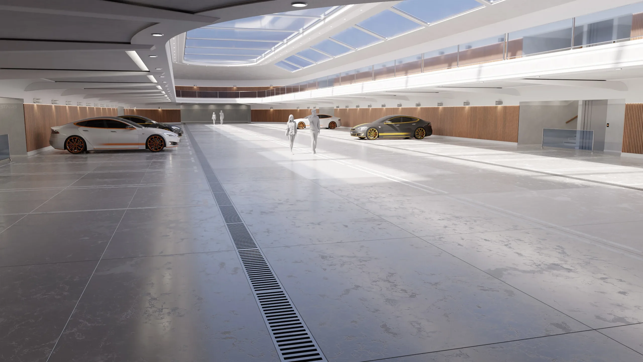 Modern Luxury Car Park / Garage / Hall -  Hipoly 3D Model