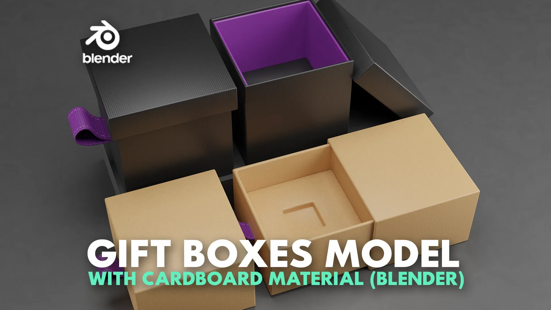 Gift Boxes Model with Cardboard Material (Blender)