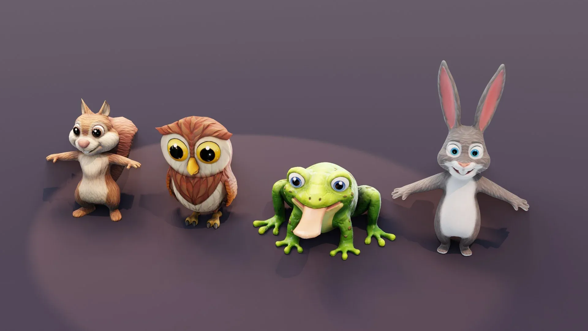 Animated Cartoon Animals 3D Models Pack #1