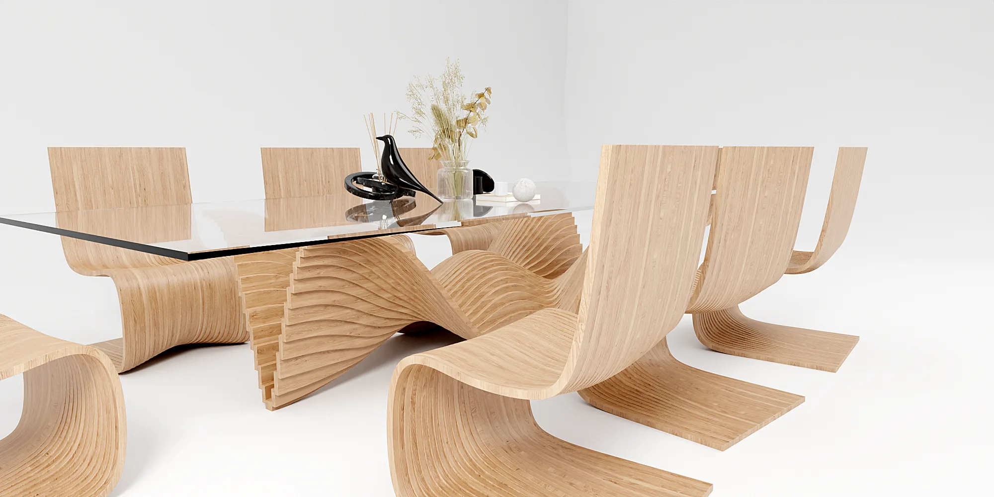 Ghost Table + Dining S Chair By Piegatto Studio