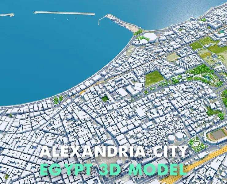 Alexandria city Egypt 3d model 60km
